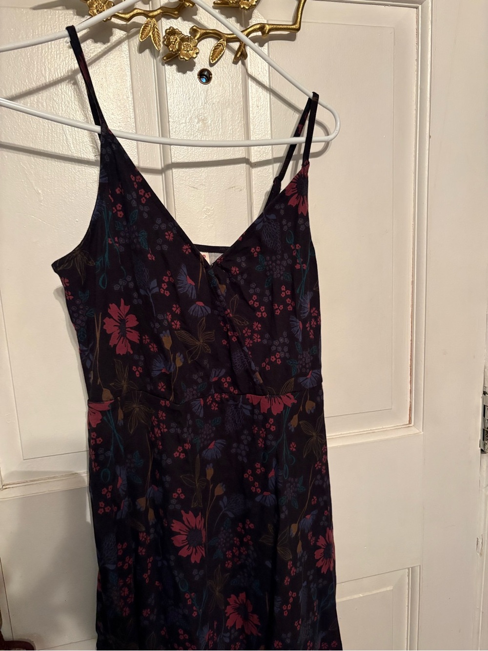 Mossimo Supply Co. Black Slip Dress with Pink and Teal Floral Print